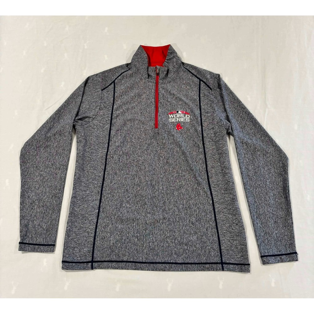 Antigua Boston Red Sox 2018 World Series Quarter Zip Pullover Grey Mens Large